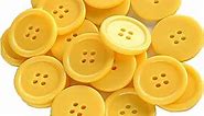 GANSSIA 1 Inch (25mm) Yellow Buttons Sewing Flatback Button for Sewing or DIY Crafts Pack of 50