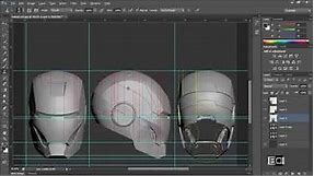 Iron-man Helmet Alignment Blueprint in Photoshop & Modeling | tutorial | Part-1/6