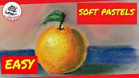 How to Draw an Easy Orange with Soft Pastels (Subtitled on Screen)