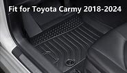 2024 2023 for Toyota Camry Floor Mats, 2022 2021 2020 2019 2018, TPE All Weather Protection Waterproof Anti-Slip Front & 2nd Seat & Rear Trunk Mat(Not Fit for Hybrid or AWD), Car Accessories