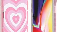 AIGOMARA Compatible with iPhone 8 Plus Case Pink Heart Print Cute Pattern Case for Women Girl Full Camera Protective Soft TPU Shockproof Phone Cover