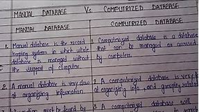 Difference between manual database and computerized database || Unit -1|| BCA 2nd semester