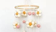 Daisy Mobile for Crib, Baby Crib Mobile for Girls, Baby Mobile for Bassinet, Nursery Felt Flower Mobiles