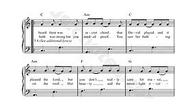 Leonard Cohen "Hallelujah" Sheet Music (Easy Piano) in C Major (transposable) - Download & Print