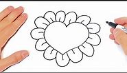 How to draw a Heart with Flowers Step by Step | Love drawings
