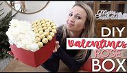 DIY Valentines Day Rose Box Tutorial with Ferrero Rocher Chocolates! Flower Gift Ideas for Her