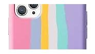 Yesunktt for iPhone 11 Personalized Creative Cute Rainbow Stripes Liquid Silicone Protective Phone Case, Gradient Colorful for Girls, Women, Men,Pink