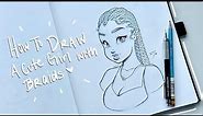 How to Draw A Cute Girl 3/4 View with Braids ✍🏽💓✨ | Christina Lorre'