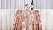Poise3EHome 70-Inch Round Rose Gold Sequin Tablecloth for Party Cake Dessert Table Exhibition Events, Rose Gold