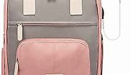 LOVEVOOK Laptop Backpacks for Women,Lightweight Cute Backpack with USB Charging Port Aesthetic Casual Travel Backpack 15.6 Inch,Pink&Grey