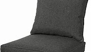 QILLOWAY Polyester Outdoor Chair Cushion Set,Outdoor Cushions for Patio Furniture, All Weather.Charcoal Grey/Black