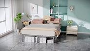 Metal Queen Bed Frame- Full Size Bedstead, King Platform with Storage, Air Mattress Twin for Bedroom Sturdy Steel Slat Support Bedstock,Q