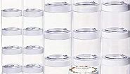 SGHUO Empty 24 Pack Slime Containers, 12 6oz and 12 2oz Plastic Storage Jars with Lids and Labels for DIY Slime, Glitter, Jewelry Making Supplies, Foam Beads