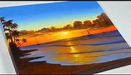 Sunset Beach Painting | Canvas Painting | Acrylic Painting For Beginners