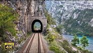 4K CABVIEW Capljina - Sarajevo - 99 tunnels and 65 bridges - The Neretva River Canyon