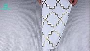 Guvana Gold and White Wallpaper Trellis Contact Paper Geometric Peel and Stick Wallpaper Removable Modern DIY Contact Paper Self Adhesive Wallpaper for Shelf Drawers Decor 13“ X 78.7"