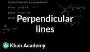 Perpendicular lines from equation | Mathematics I | High School Math | Khan Academy
