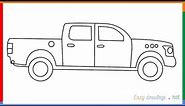 How to draw a Pickup Truck step by step easy
