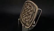 New Vintage Bronze Cross Celtic Knot Rectangle Belt Buckle