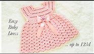 Easy Crochet Dress or Frock for 0-3M baby girl with headband VARIOUS SIZES - Crochet for baby