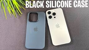 iPhone 15 Pro Black Silicone Case with Natural Titanium