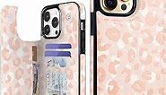 uCOLOR Compatible with iPhone 13 Pro Max 6.7" Wallet Case with Card Holder Slot Folio Flip PU Leather Kickstand Double Magnetic Clasp and RFID Blocking Design Cover 13PM 6.7 Inch (Pastel Pink Leopard)
