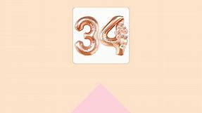34 Rose Gold Number with Confetti Balloon