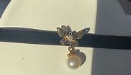 Black velvet Cute Choker Necklace for Women Butterfly Pearl