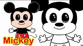 How to Draw Disney Mickey Mouse Cute step by step