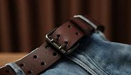 Double Prong Leather Belts for Men Heavy Duty