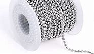 PP OPOUNT 48 Feet Stainless Steel Ball Bead Chain 2.4 mm Adjustable Pull Chain Bead, Beaded Roller Chain with 30 PCS Matching Connectors for Jewelry Making