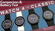Samsung Galaxy Watch 4 and Watch 4 Classic Comparison and Battery Test - 40mm vs 44mm 42mm vs 46mm