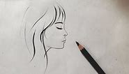 how to draw a girl side face view sketch step by step for beginners(in 2 min)girl drawing easy