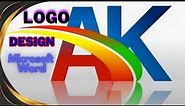 Microsoft word Tutorial: How to make "AK" Logo Design | 3D Design in Microsoft word #trending