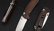 Manual Open North Fork 15031-2 Knife, Axis Lock Knife with 2.8 Inch D2 Steel Blade, Wood Handle, EDC Folding Pocket Knife with Thumb Stud, Belt Clip