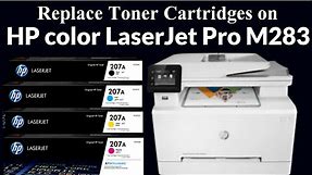 Remove or Replace Toner Cartridges on HP Pro M283 Color LaserJet Printer