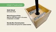 EXCELLO GLOBAL PRODUCTS Large 14 in. Natural Wooden Planter Box with String Light Pole Sleeve EGP-HD-0478