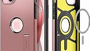 Spigen Magnetic Tough Armor MagFit Designed for iPhone 15 Case, [Military-Grade Protection] [Kickstand] Compatible with MagSafe (2023) - Rose Gold