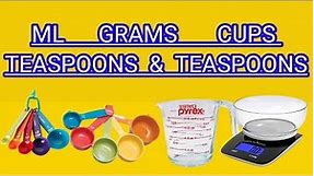 Baking Conversion Chart | Ml | Grams | Cup |240 Ml To Grams | Tablespoon | Teaspoon