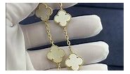 Custom Made Van Cleef Arpels Vintage Alhambra Bracelet 18K Yellow Gold White Mother Of Pearl