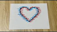 Glitch effect art || How to draw glitch heart . Easy glitch effect drawing of a heart.