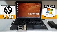 Windows 7 startup in year 2024 with HP Compaq 530 Laptop T2600 2.16Ghz Intel i945GME - Small Review