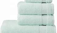 MARTHA STEWART Noah 100% Turkish Cotton Bath Towels Set Of 6 Piece, 550 GSM, 2 Bathroom Towels, 2 Hand Towels, 2 Washcloths, Soft, Plush, Fluffy & Absorbent, Easy Care, Turquoise Blue