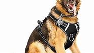 WINSEE Dog/Pet Harnesses No Pull with Dog Collar, Adjustable Reflective Oxford Outdoor Vest, Front/Back Leash Clips for Small, Medium, Large, Extra Large Dogs, Easy Control Handle for Walking