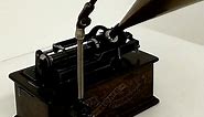 Edison Home Antique Oak Record Player Cylinder Phonograph & Horn