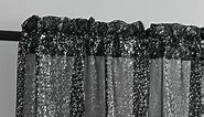 TERLYTEX Black Sparkle Curtains for Windows - Chic Glitter Black Sheer Curtains 96 Inch Length, Metallic Silver Foil Sparkle Sheer Curtains for Living Room, 52 x 96 Inch, 2 Panels, Black Silver