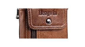 Hengwin Phone Holster Case with Belt Clip, Genuine Leather Belt Pouch Belt Case Cell Phone Holder Fit for iPhone 15 Plus 14 Pro Max 11 Pro Max Xs Max 7 Plus 8 Plus (Fit Cellphone with Case On) (Brown)