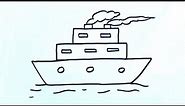 Ship Drawing Easy for Beginners, How to Draw a Ship with Some Lines, Simple Ship Line Drawing