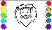 Portrait of a rainbow lion Drawing,Painting and Coloring for Kids, Toddlers Easy Drawing