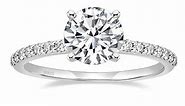 EAMTI 1.25CT 925 Sterling Silver Engagement Rings Round Cut Solitaire Cubic Zirconia CZ Wedding Promise Rings for Her Wedding Bands for Women Size 7